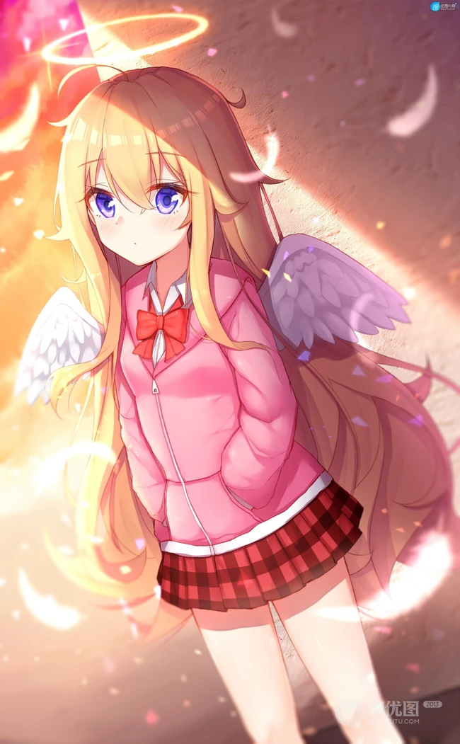 漂亮金发的天使少女，漫画《珈百璃的堕落》人物珈百璃高清插画图集欣赏
