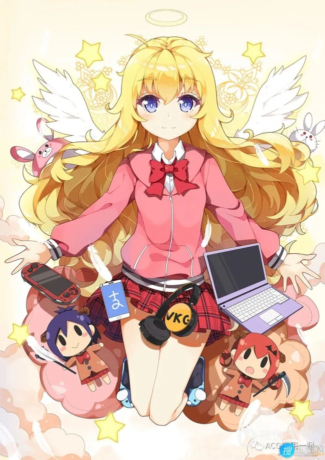 漂亮金发的天使少女，漫画《珈百璃的堕落》人物珈百璃高清插画图集欣赏