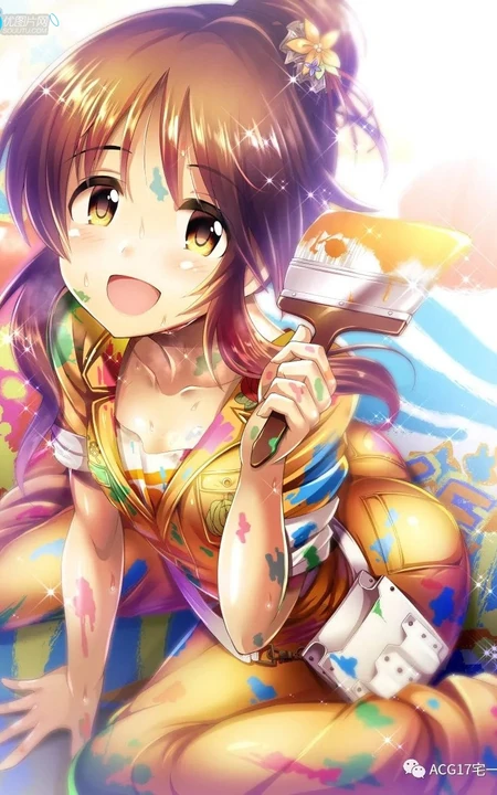 典型的软妹子，带单团子的头型的动漫少女人物高森蓝子插画图集