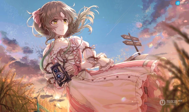 典型的软妹子，带单团子的头型的动漫少女人物高森蓝子插画图集