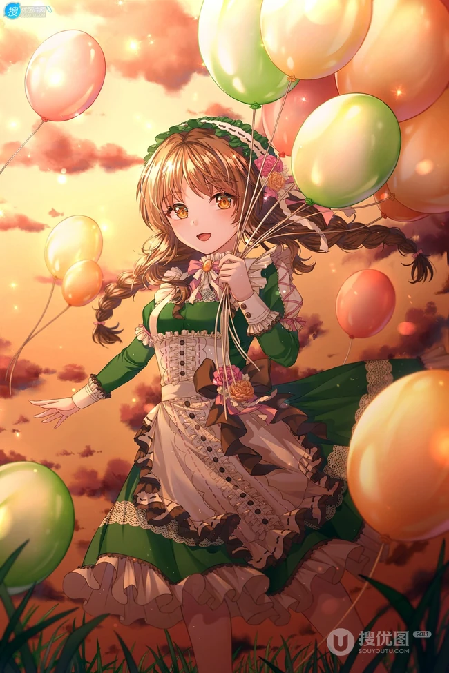 典型的软妹子，带单团子的头型的动漫少女人物高森蓝子插画图集
