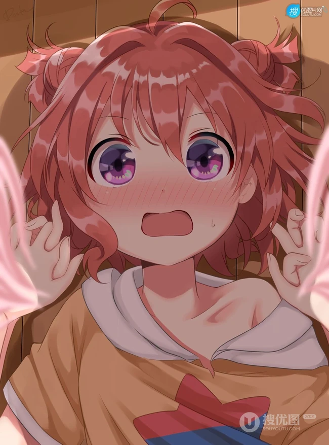 典型的软妹子，带单团子的头型的动漫少女人物高森蓝子插画图集