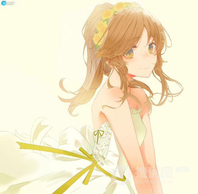 典型的软妹子，带单团子的头型的动漫少女人物高森蓝子插画图集