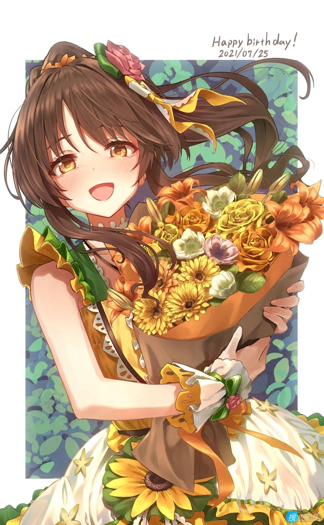 典型的软妹子，带单团子的头型的动漫少女人物高森蓝子插画图集