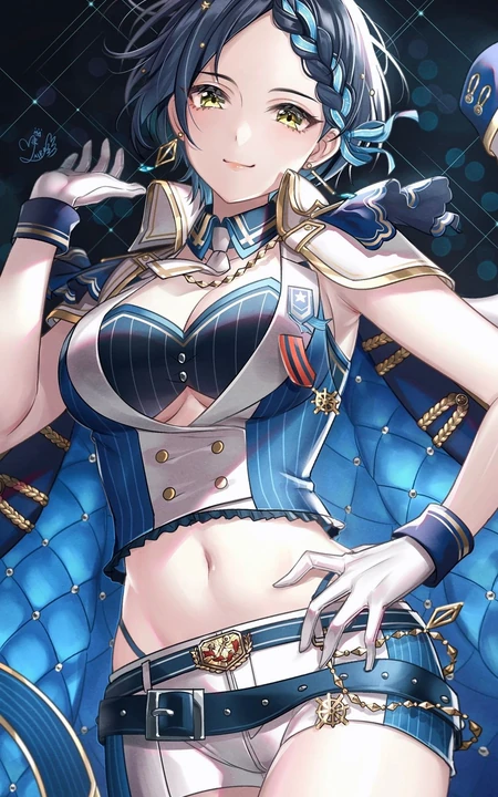 性感露脐装紧身衣短裤动漫美女御姐高清手机壁纸图片