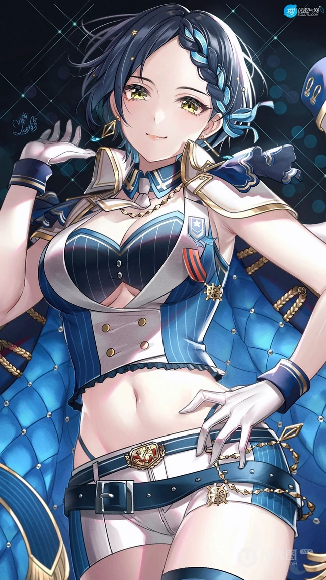 性感露脐装紧身衣短裤动漫美女御姐高清手机壁纸图片