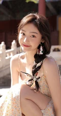 最适合夏天的清新小碎花，甜美清新肩带裙女生小姐姐户外街拍写真图片