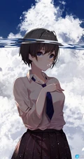 在水中，或水下的二次元动漫美女高清手机壁纸图片