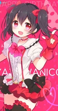 拥有红色眼睛的可爱少女少女，动画《lovelive!》人物矢泽妮可高清插画图集