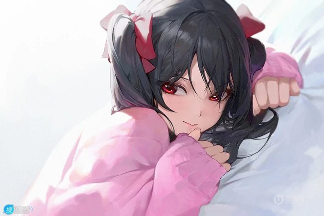 拥有红色眼睛的可爱少女少女，动画《lovelive!》人物矢泽妮可高清插画图集
