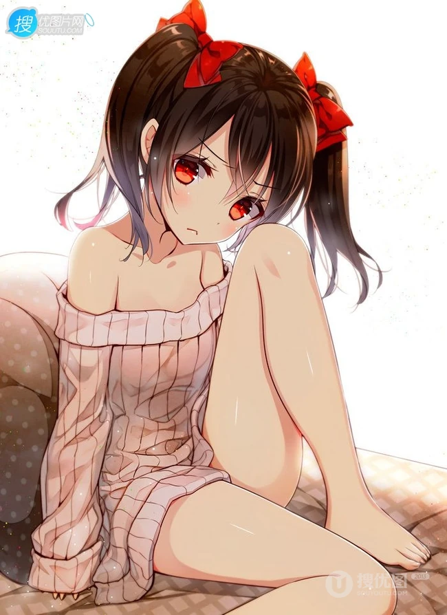 拥有红色眼睛的可爱少女少女，动画《lovelive!》人物矢泽妮可高清插画图集