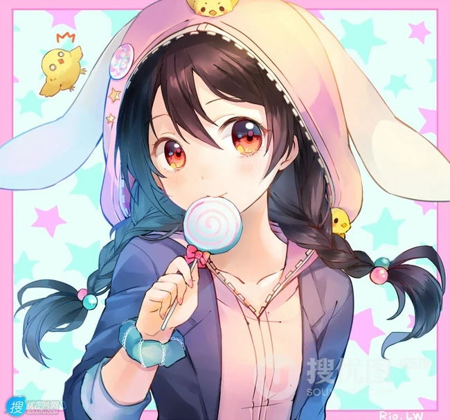 拥有红色眼睛的可爱少女少女，动画《lovelive!》人物矢泽妮可高清插画图集