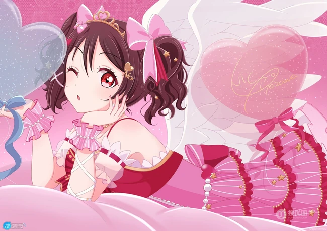 拥有红色眼睛的可爱少女少女，动画《lovelive!》人物矢泽妮可高清插画图集