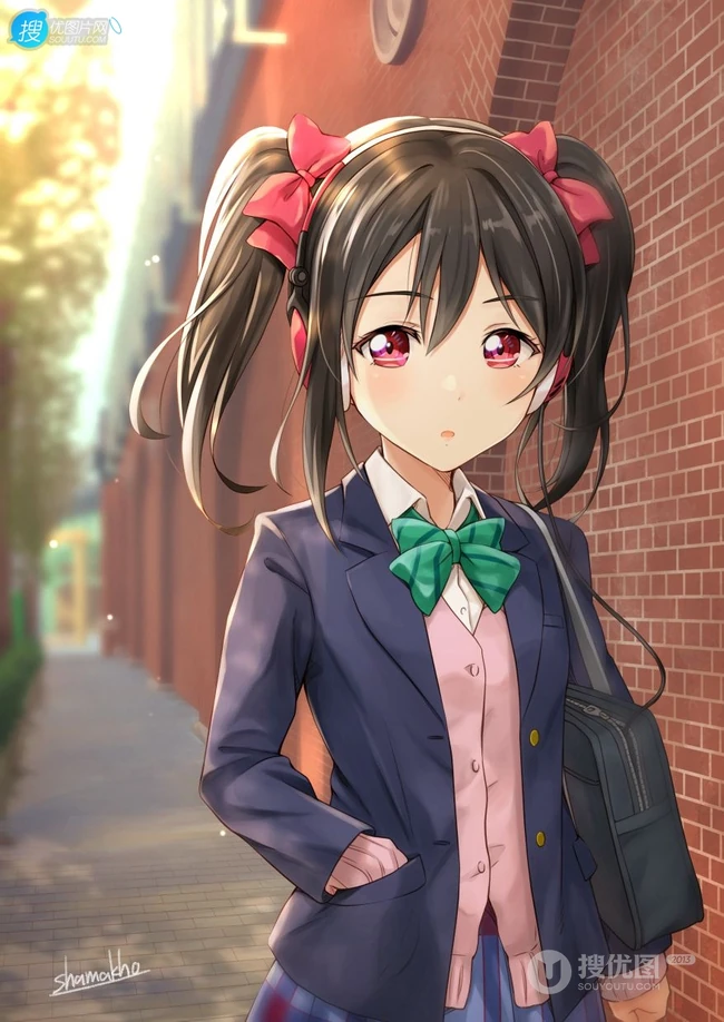 拥有红色眼睛的可爱少女少女，动画《lovelive!》人物矢泽妮可高清插画图集