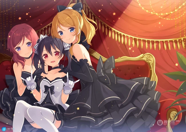 拥有红色眼睛的可爱少女少女，动画《lovelive!》人物矢泽妮可高清插画图集