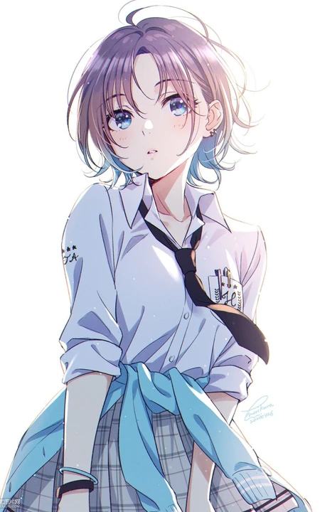 看起来很是清爽很舒服二次元短发女生，轻熟，少女高清插画图集欣赏