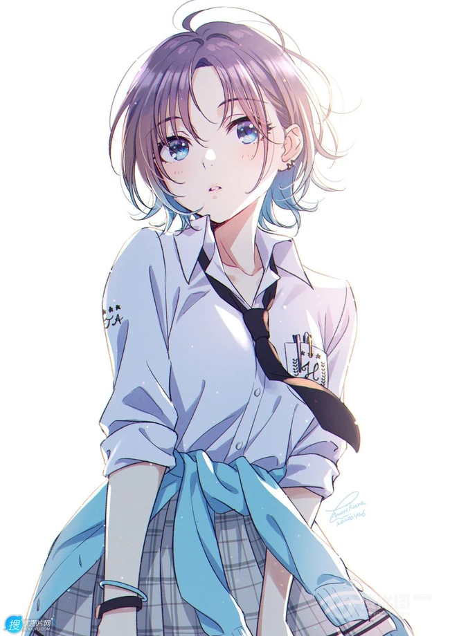 看起来很是清爽很舒服二次元短发女生，轻熟，少女高清插画图集欣赏