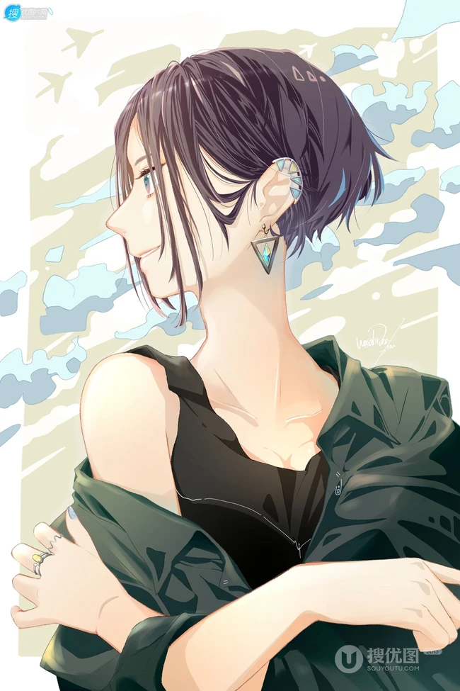 看起来很是清爽很舒服二次元短发女生，轻熟，少女高清插画图集欣赏