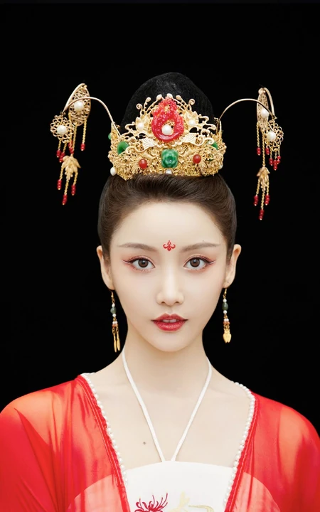 姜贞羽古装红装打扮翩翩起舞韵味十足写真美照