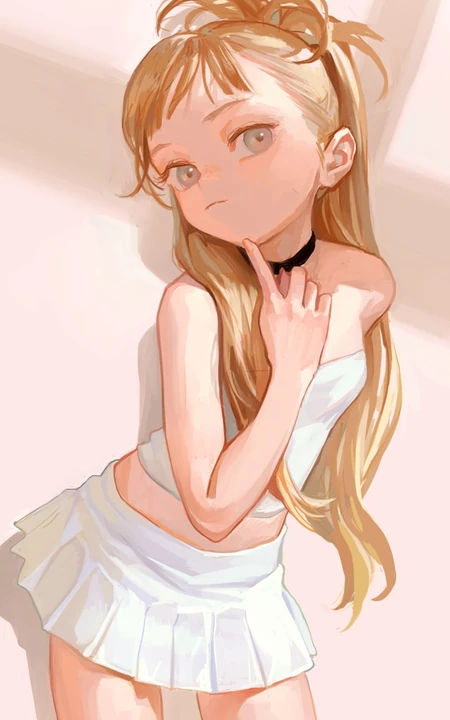 傲娇的小女孩，人小鬼大，爱臭美，超拽的手绘动漫少女手机壁纸图片