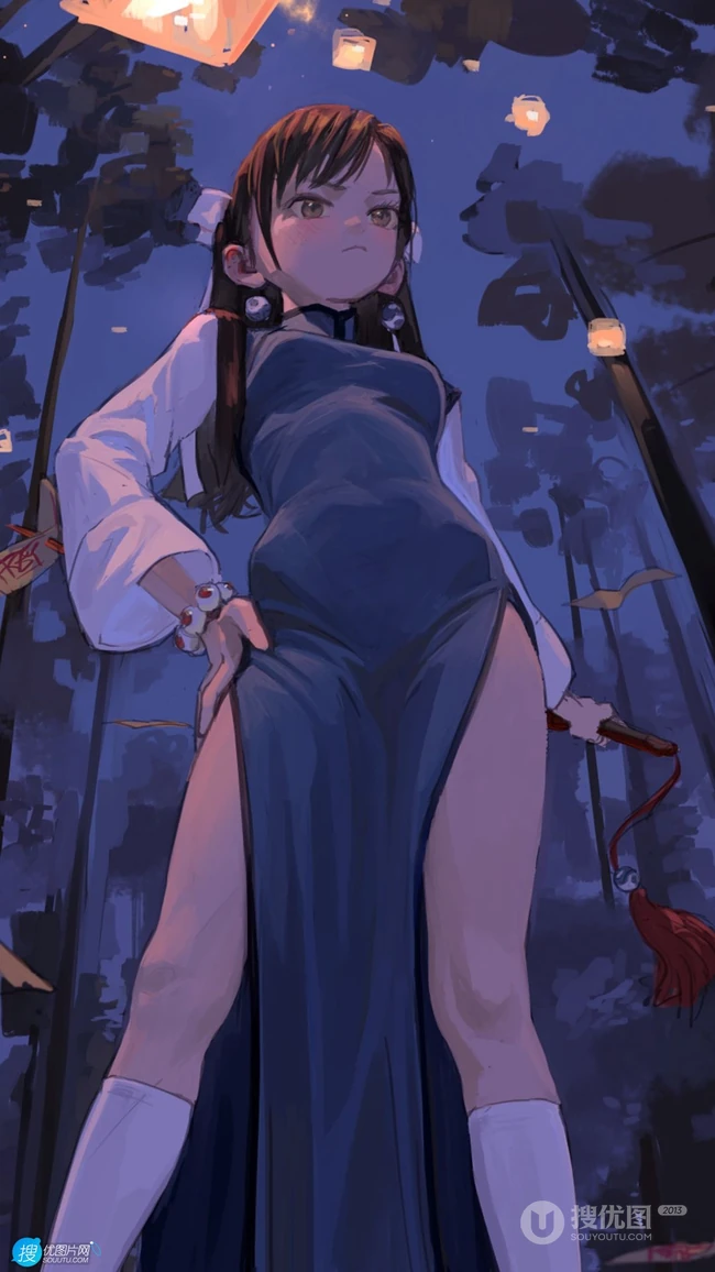 傲娇的小女孩，人小鬼大，爱臭美，超拽的手绘动漫少女手机壁纸图片
