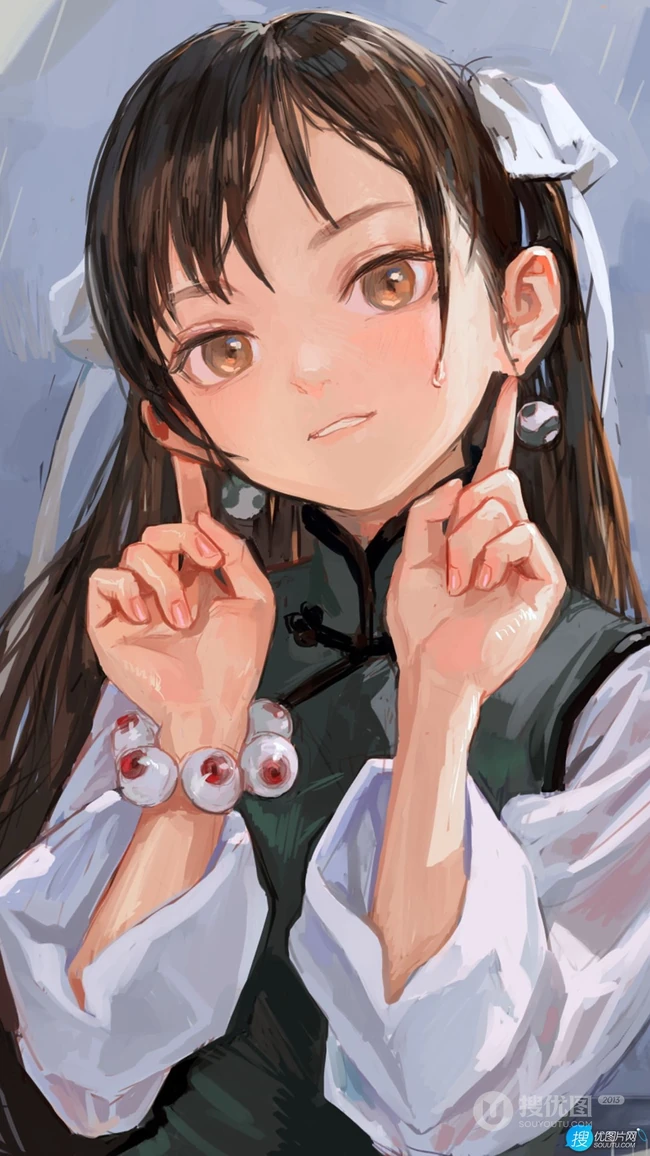 傲娇的小女孩，人小鬼大，爱臭美，超拽的手绘动漫少女手机壁纸图片