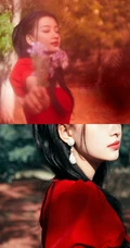 孙怡娇滴滴红裙着身化身森林小公主唯美高清写真图片