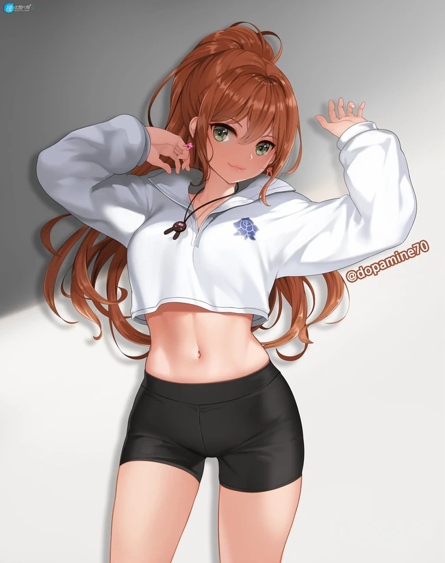 身着紧身裤，安全裤尽显好身段的二次元动漫少女精选插画图集欣赏