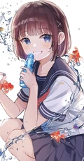 清凉爽口，冰冰凉，喜欢喝弹珠汽水的二次元夏日少女高清插画图集