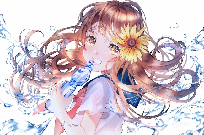 清凉爽口，冰冰凉，喜欢喝弹珠汽水的二次元夏日少女高清插画图集