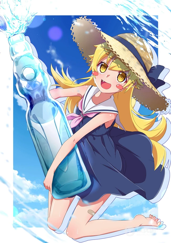 清凉爽口，冰冰凉，喜欢喝弹珠汽水的二次元夏日少女高清插画图集