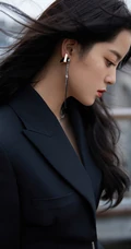 欧阳娜娜全黑西服套装着身化身酷女孩天台停车场写真靓照