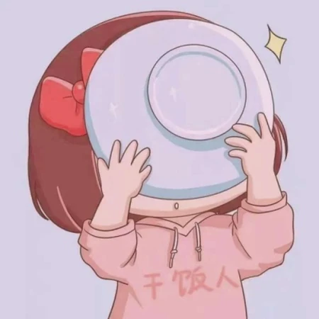 分别捧着大碗吃饭的干饭人，一对可爱的卡通情侣干饭人抖音流行专用头像图片