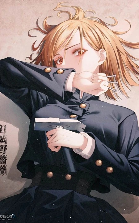 对自己外表和身材很自信的蔷薇姐，漫画《咒术回战》人物钉崎野蔷薇高清插画图片