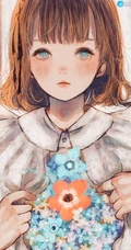 眼角噙着泪水的二次元白裙少女，女孩高清手绘插画套图手机壁纸图片