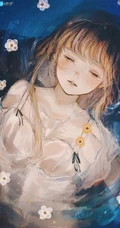 眼角噙着泪水的二次元白裙少女，女孩高清手绘插画套图手机壁纸图片