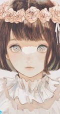 眼角噙着泪水的二次元白裙少女，女孩高清手绘插画套图手机壁纸图片