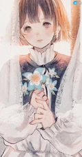 眼角噙着泪水的二次元白裙少女，女孩高清手绘插画套图手机壁纸图片
