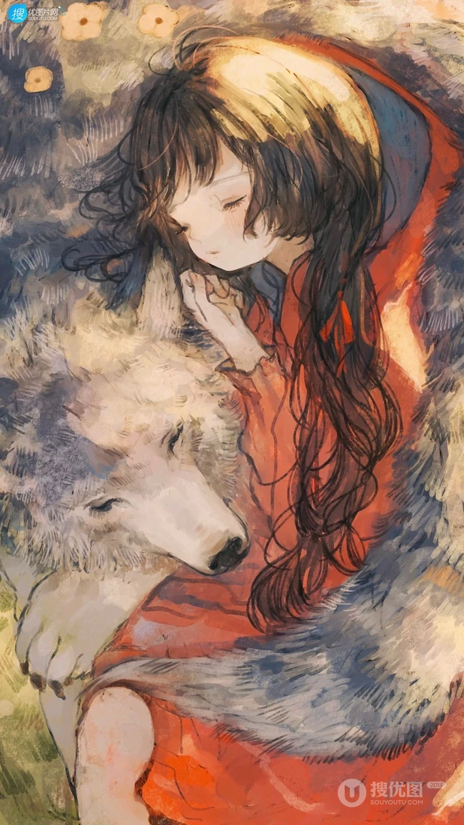 眼角噙着泪水的二次元白裙少女，女孩高清手绘插画套图手机壁纸图片