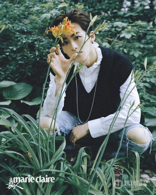 何洛洛化身文艺系暖男，在庭院间的草木间，清新自然浪漫帅气
