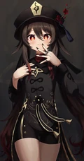 抱着可爱幽灵的性感胡桃，游戏《原神》角色人物胡桃高清插画手机壁纸套图
