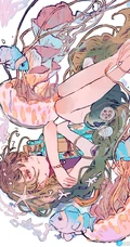 以水，雨，海为题材的二次元伤感动漫少女插画图集手机壁纸图片欣赏