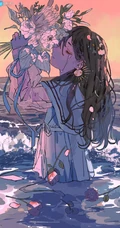 以水，雨，海为题材的二次元伤感动漫少女插画图集手机壁纸图片欣赏