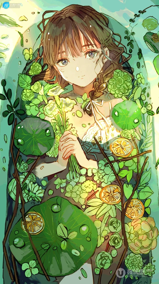 以水，雨，海为题材的二次元伤感动漫少女插画图集手机壁纸图片欣赏