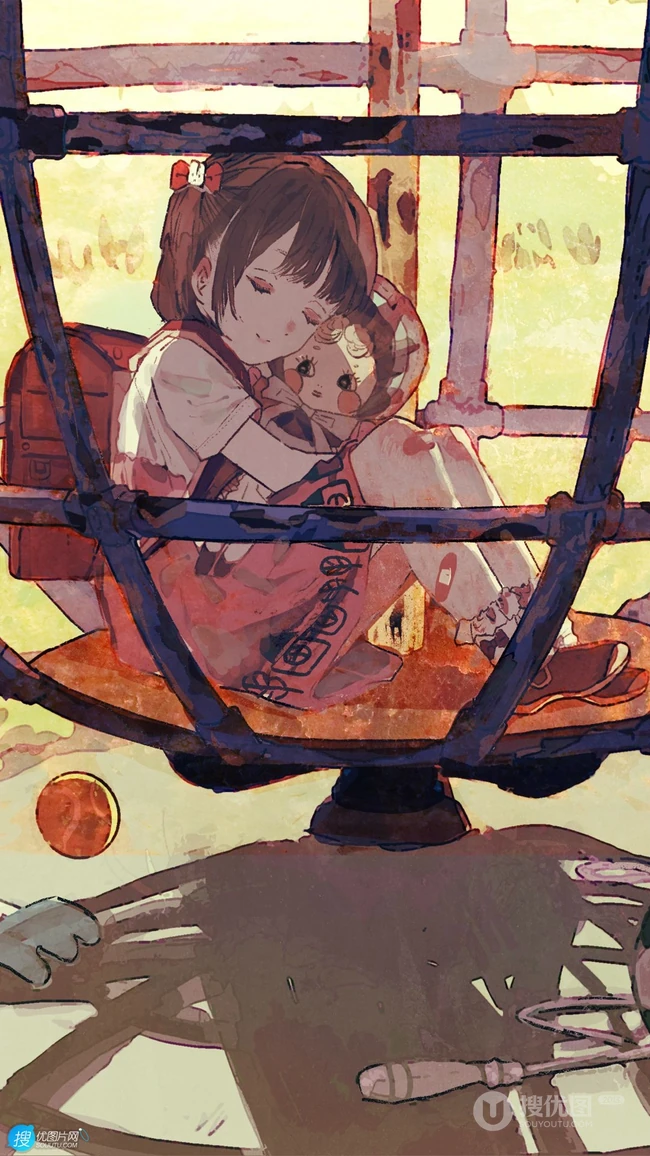 以水，雨，海为题材的二次元伤感动漫少女插画图集手机壁纸图片欣赏