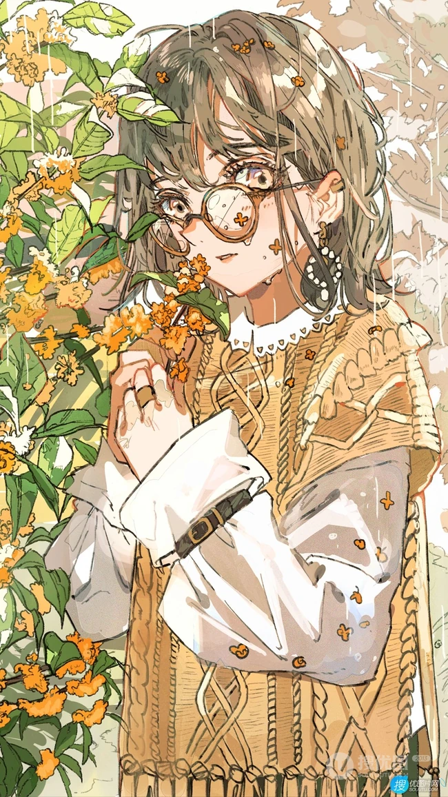 以水，雨，海为题材的二次元伤感动漫少女插画图集手机壁纸图片欣赏