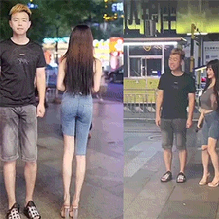 这就是网上和现实的差别，腿被拉的太长了，还敢相信网上的帅哥女生吗？