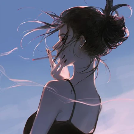 抽烟的女人插画头像，酷飒，叛逆，非主流抽烟女生插画头像图片