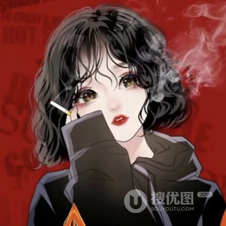 抽烟的女人插画头像，酷飒，叛逆，非主流抽烟女生插画头像图片