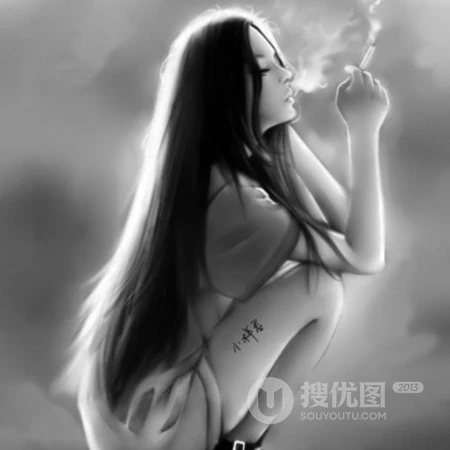 抽烟的女人插画头像，酷飒，叛逆，非主流抽烟女生插画头像图片
